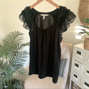 🪴$5/25🪴 French Laundry Black Ruffle Sleeve Knit Top Small